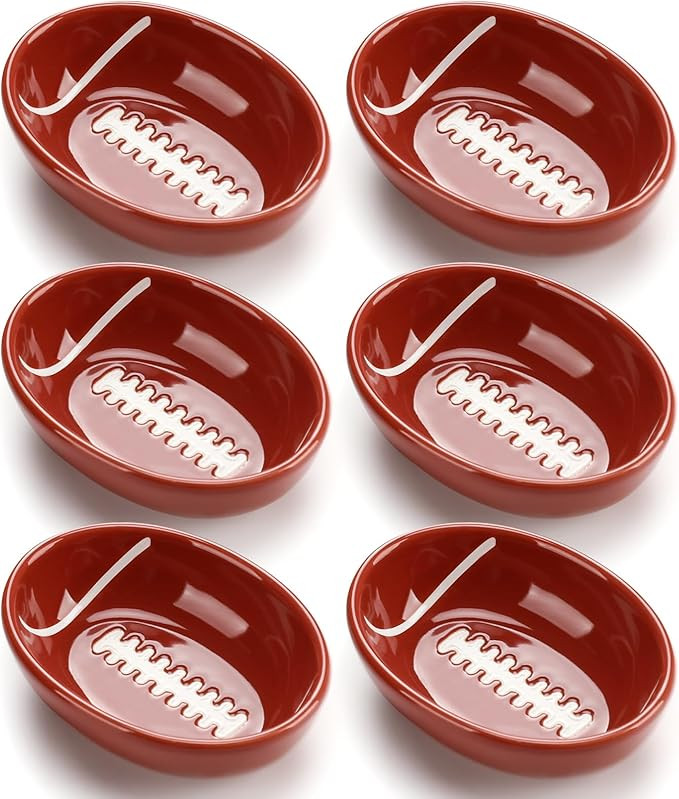 6 Pack Football Bowls Ceramic Football Shaped Dip Bowl 3.15 Inch Small Serving Tray Appetizer Ser... | Amazon (US)