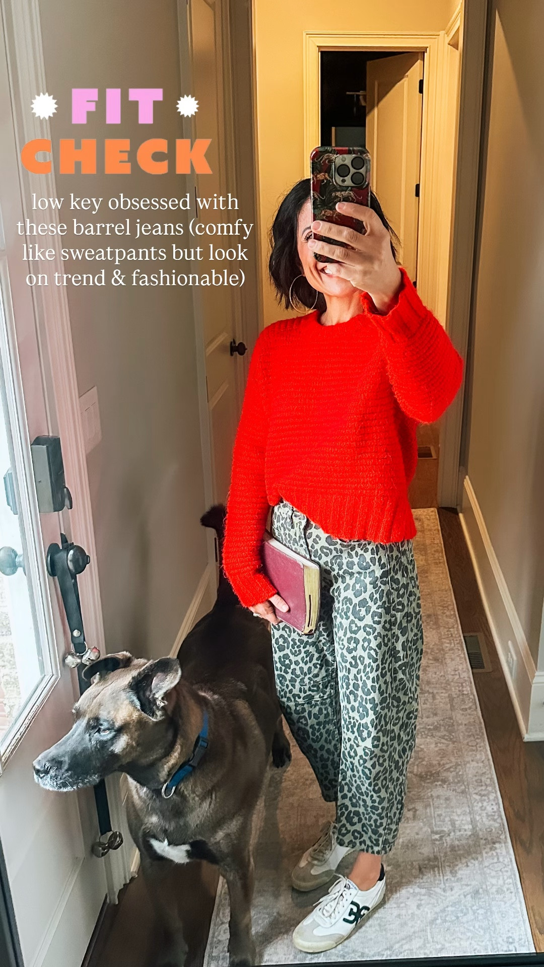 Outfit of the day but make it comfy ✨  

These leopard barrel jeans are proof that you don’t have to sacrifice comfort to look on-trend. The relaxed fit gives you room to move (hello busy mom life), while the barrel silhouette and bold print instantly elevate a simple red sweatshirt and sneakers.  

Effortless, comfortable, and just the right amount of statement. Linking these barrel jeans and the rest of the look 🐆❤️

#LTKOver40 #LTKootd #LTKmomlife