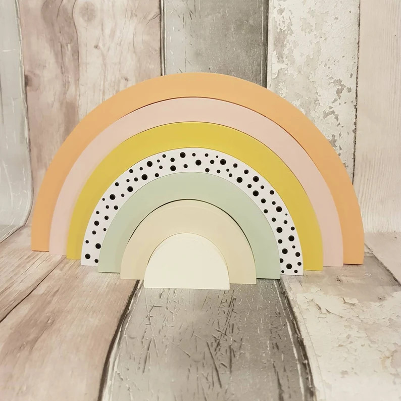 Boho style Wooden Rainbow Nursery Decor Kids Shelf | Etsy | Etsy (US)