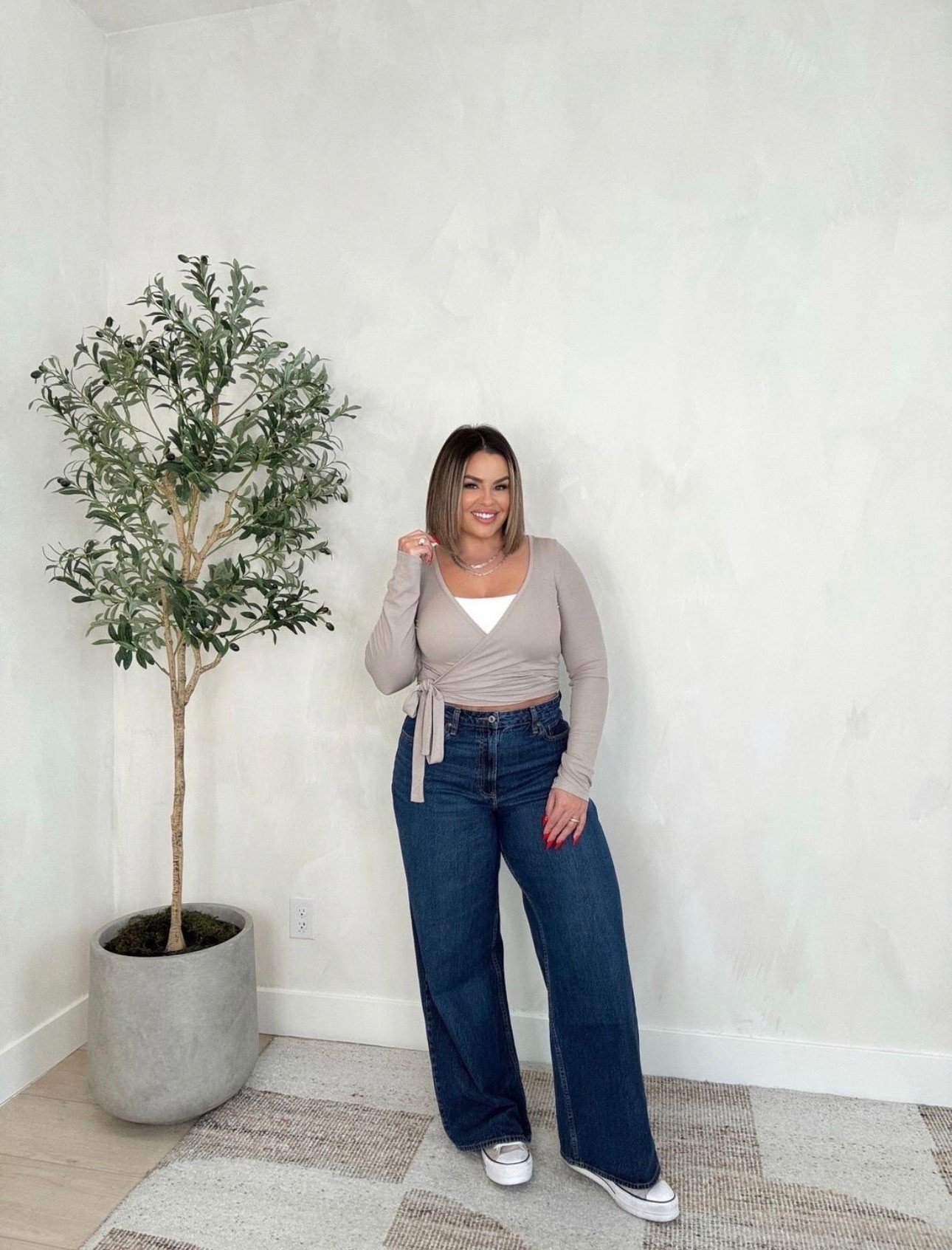 Tank L 
Wrap top xl 
Jeans 31 L I LOVE THESE JEANS ! If you get any of the Abercrombie jeans make sure to get these ones ! I have them in like 4 washes. 
Use code DENIMAF now for extra 15% off. 
Converse are older color I don’t think they are in stock sorry.