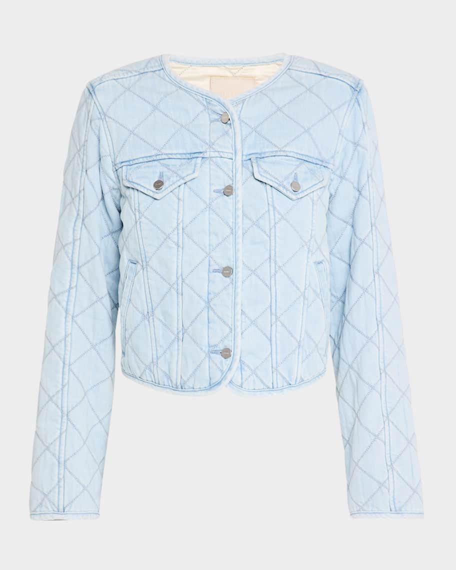PAIGE Jayla Quilted Crop Denim Jacket | Neiman Marcus