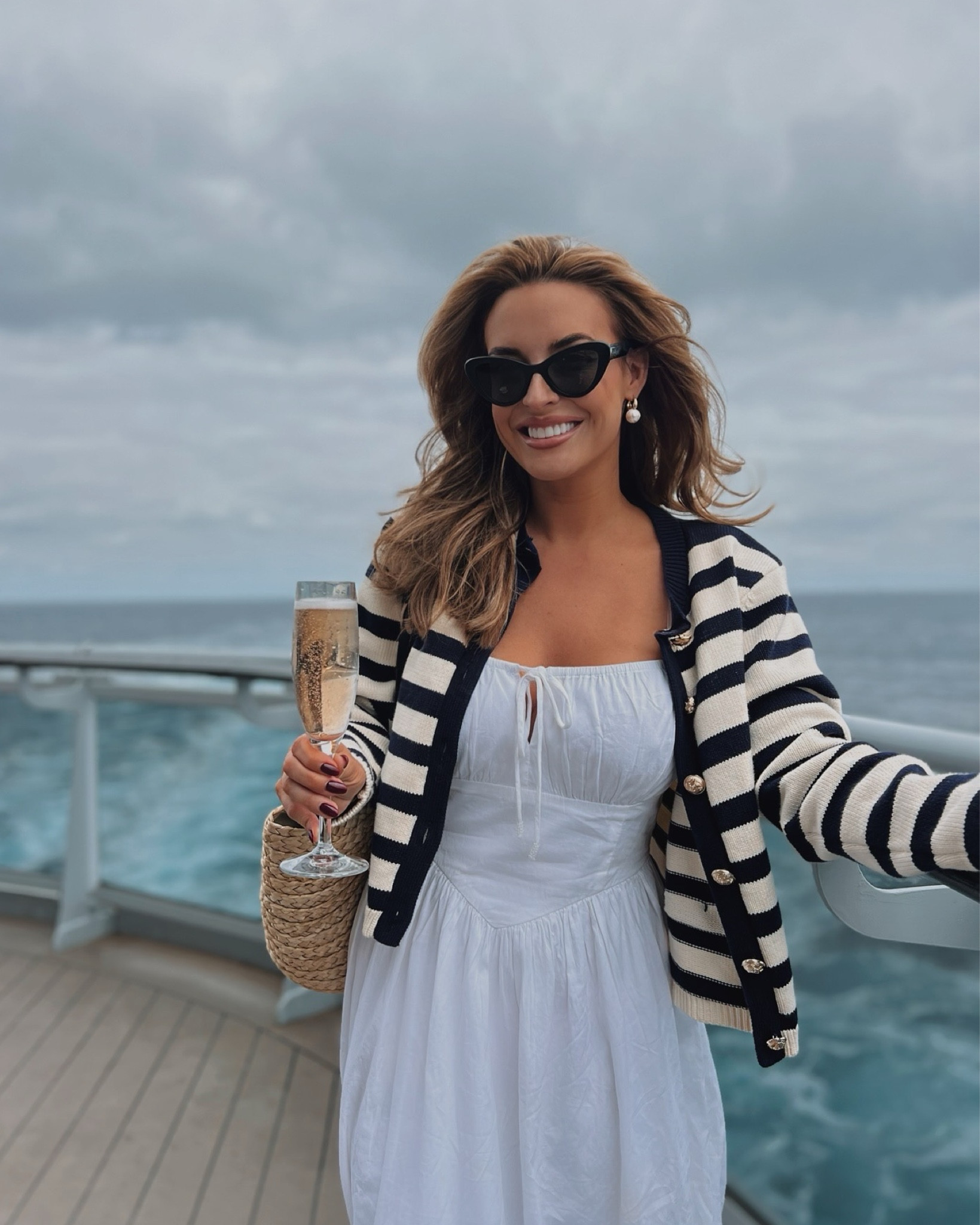 Nautical vibes for arrival day on the Virgin Voyages cruise 🚢 Striped boxy cardigan & milkmaid style white maxi dress 

#LTKtravel #LTKstyletip #LTKeurope