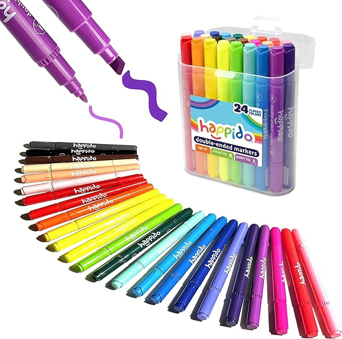 Double Sided Marker Sets for Kids Happido, Set of 24 Water Based Non Toxic Markers with Case, Gre... | Amazon (US)
