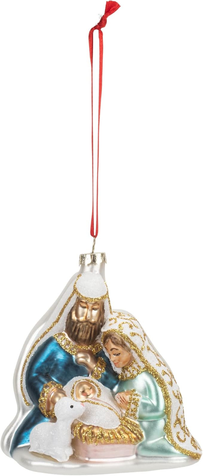 DEMDACO Classic White Holy Family 4 x 3.5 Blown Glass Decorative Hanging Ornament | Amazon (US)