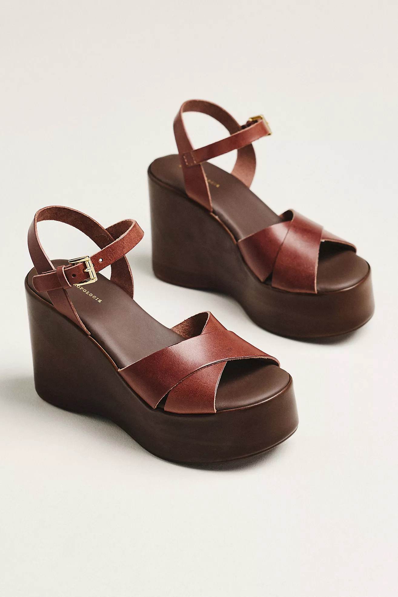 By Anthropologie Wood-Bottom Ankle-Strap Platform Wedge Heels | Anthropologie (US)