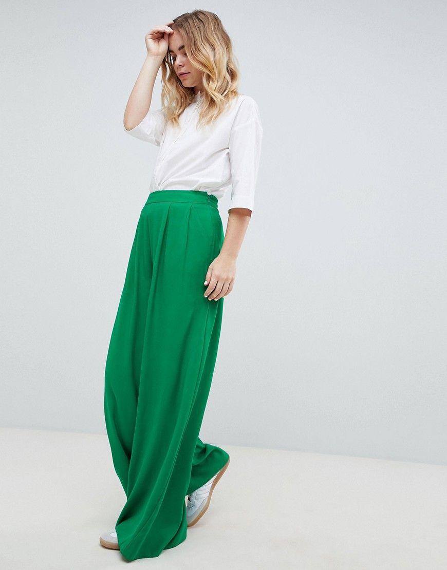ASOS DESIGN tailored green pop wide leg pants - Green | ASOS US