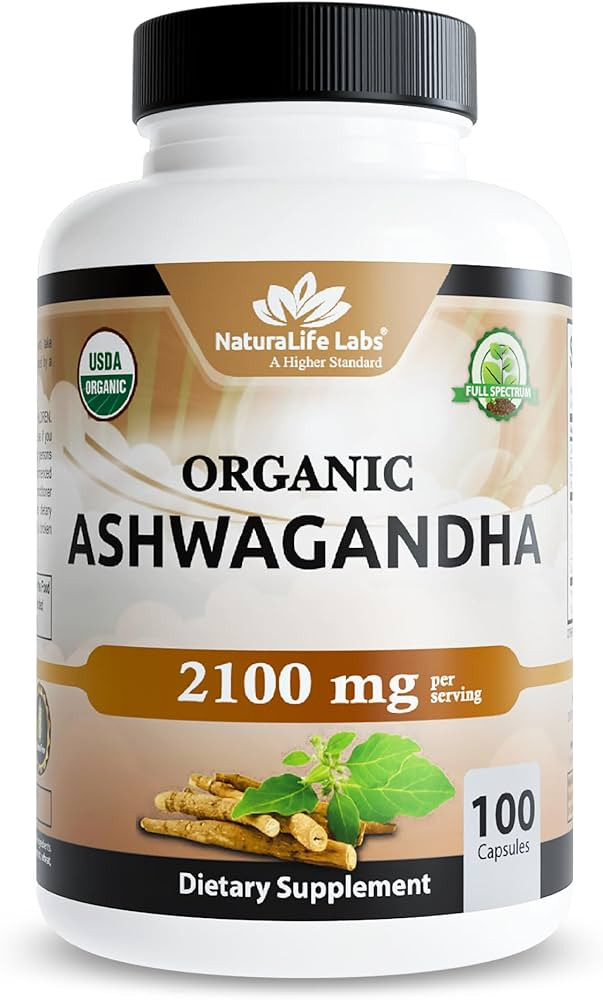 NaturaLife Labs Organic Ashwagandha 2100 mg per Serving – Herbal Supplement Root Powder & Extra... | Amazon (US)