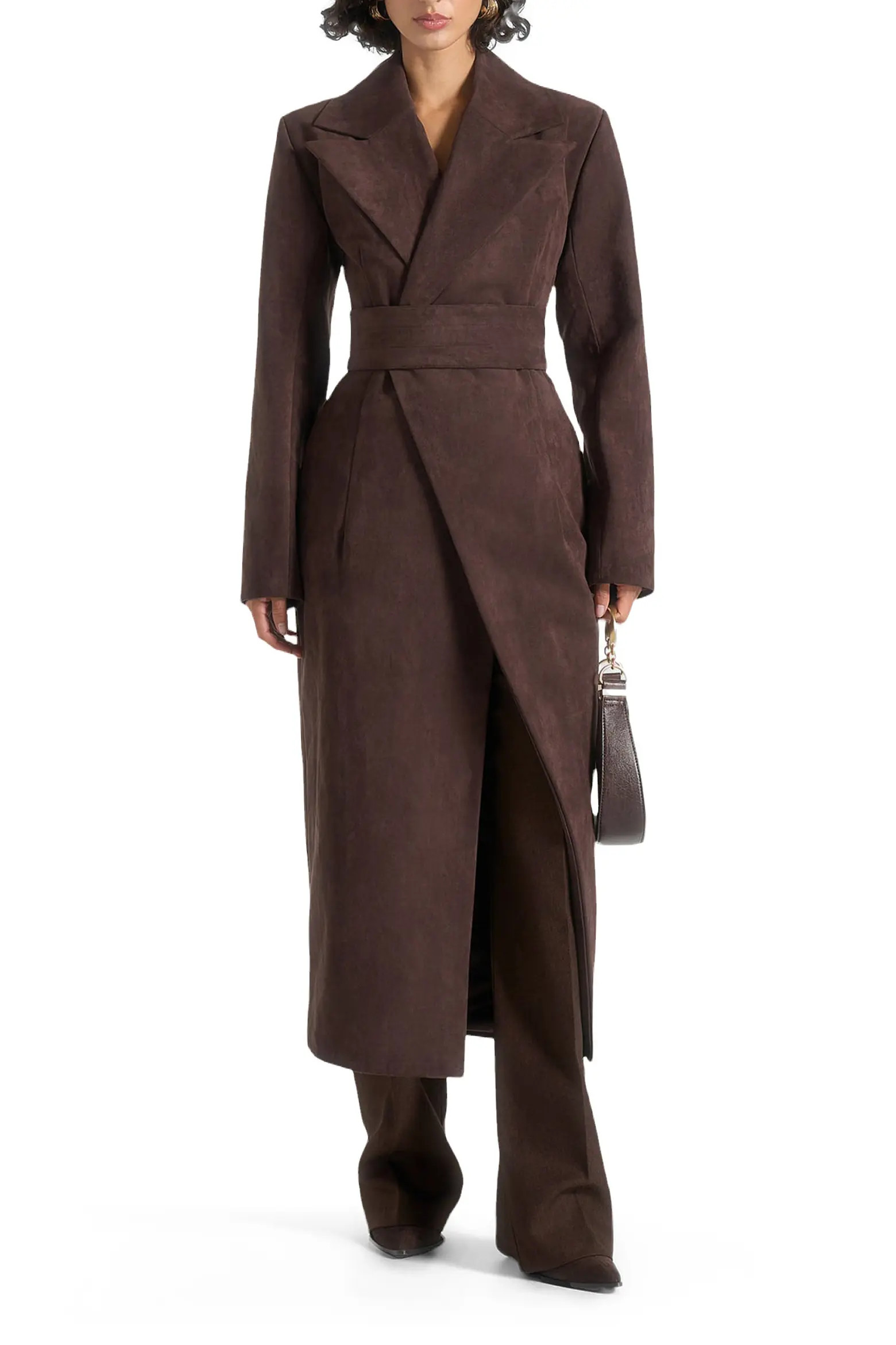 Mani\u00e8re De Voir Esma Suede Asymmetric Coat with Cinch Belt (Women) | Nordstrom | Nordstrom