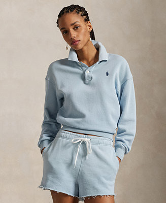 Women's Lightweight Fleece Long-Sleeve Polo Sweatshirt | Macy's