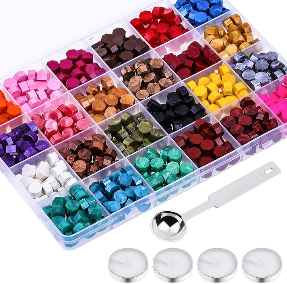 PAXCOO 624Pcs Sealing Wax Beads, Sealing Wax for Wax Seal Stamp, Hexagon Wax Seal Beads with A Wa... | Amazon (US)