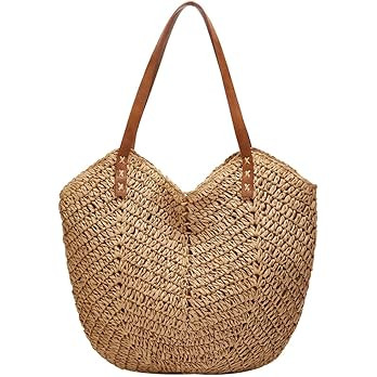 Summer Casual Straw Tote Bag Large Capacity Woven Shoulder Handbag for Summer Beach Vocation | Amazon (US)