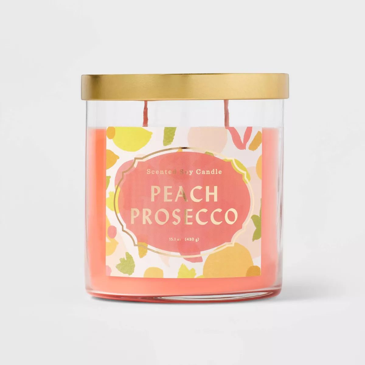 15.1oz Lidded Glass Jar 2-Wick Candle Peach Prosecco - Opalhouse™ | Target