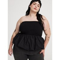 Poplin Bubble-Hem Top in Black | Torrid (US & Canada)