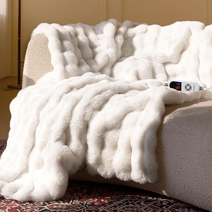 Electric Heated Blanket for Girls & Women, Soft & Luxurious, Faux Rabbit Fur Heating Throw Blanke... | Amazon (US)