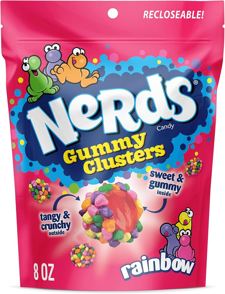 NERDS Gummy Clusters, Candy, Rainbow, Crunchy and Gummy, Back To School Sweet Treat, 8 oz | Amazon (US)