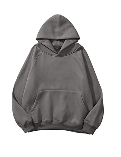 HOCANDY Dark Grey Hoodie Women Oversized Basic Solid Long Raglan Sleeves Loose Fleece Hooded Pullover With Kangaroo Pocket | Amazon (US)