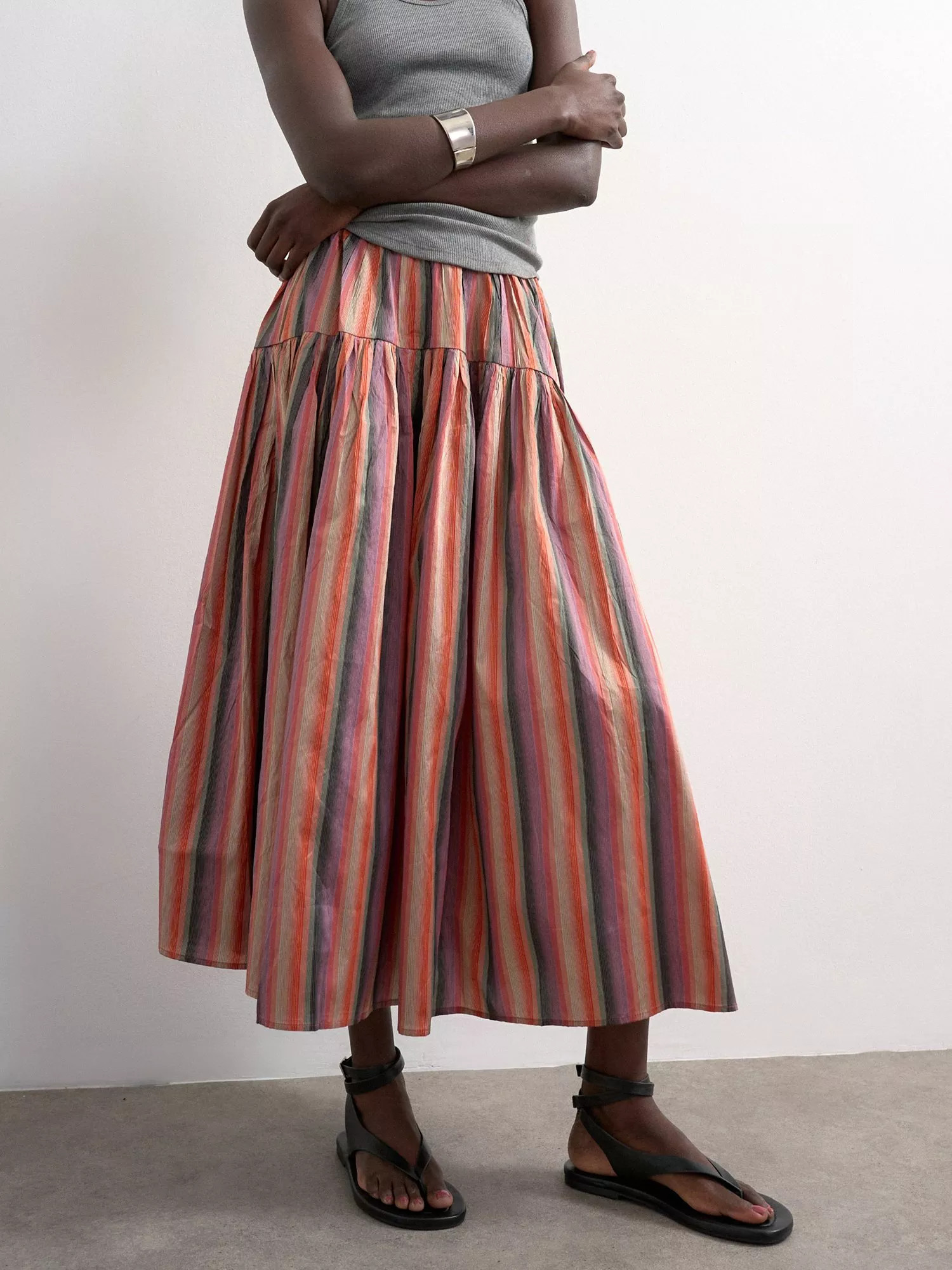 Topshop Taffeta Stripe Maxi Skirt, Multi | John Lewis (UK)