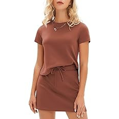 EXLURA Womens Summer 2 Piece Short Skirt Sets Short Sleeve Tshirt Matching Tennis Skort Cotton Ai... | Amazon (US)