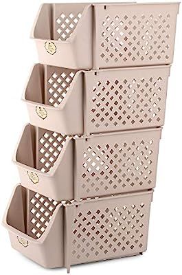 Titan Mall Stackable Storage Baskets for Food, Snacks, Bottles, Toys, Toiletries, Plastic Storage... | Amazon (US)