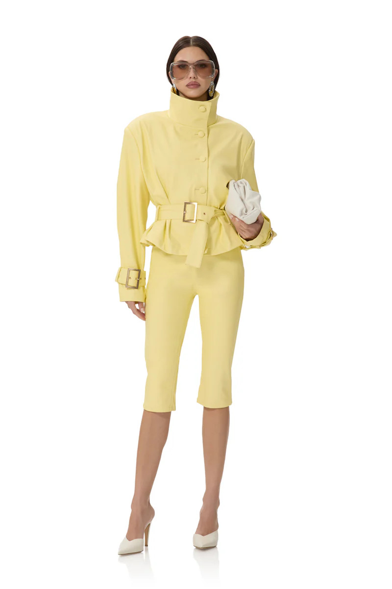 Scarlette Faux Leather Jacket - Lemon Meringue | ShopAFRM