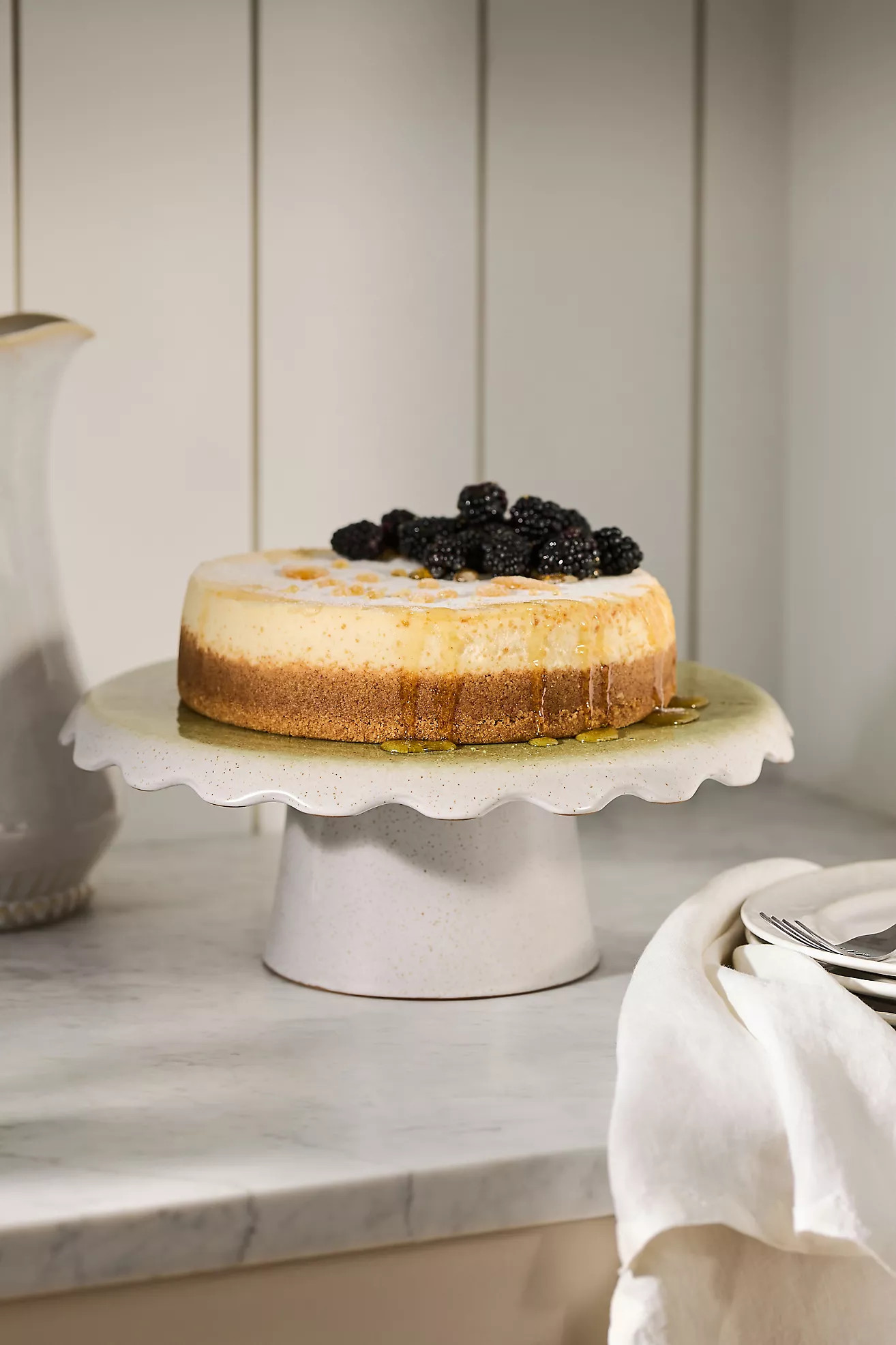 Ruffle Reactive Glaze Stoneware Cake Stand | Anthropologie (US)