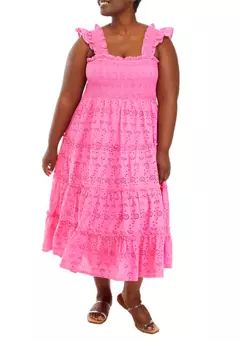 Crown & Ivy™ Plus Size Sleeveless Smocked Bodice Dress | Belk