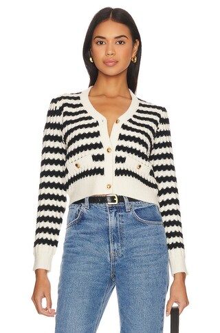 Line & Dot Laurel Cardigan in Ivory & Black from Revolve.com | Revolve Clothing (Global)