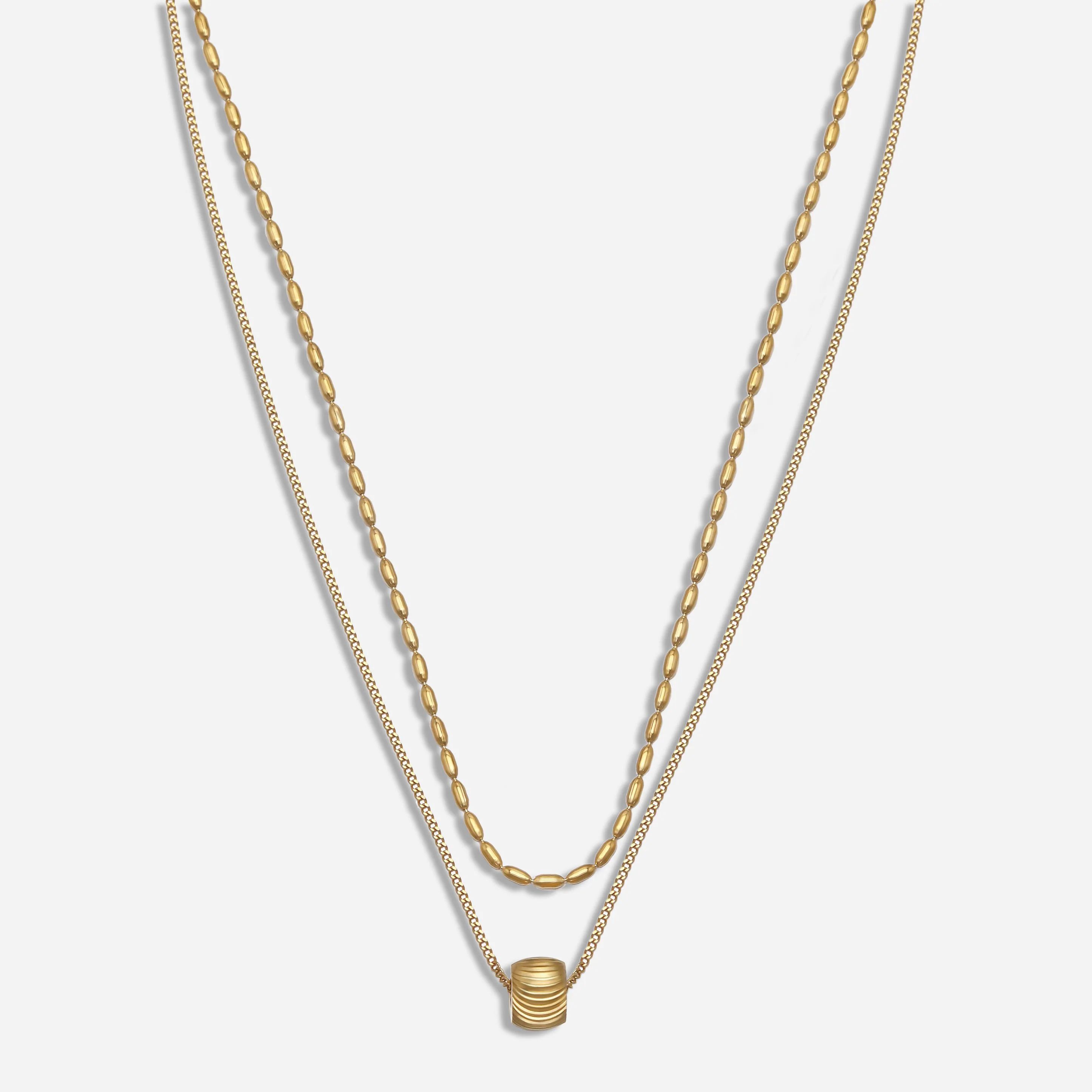 Gabbie Pendant Layered Gold Necklace | Victoria Emerson