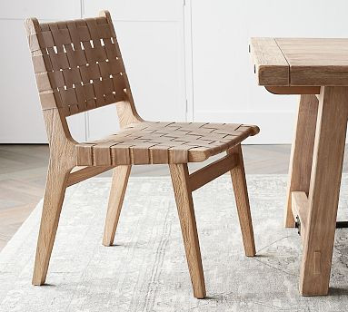Fenton Woven Leather Dining Chair | Pottery Barn (US)