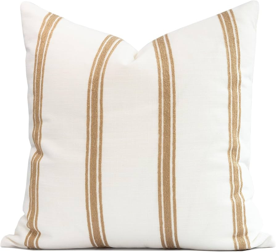 Crumbs Home Modern Farmhouse Fall Linen Indoor Outdoor Throw Pillow Cover Only, 20"x20" Water Rep... | Amazon (US)