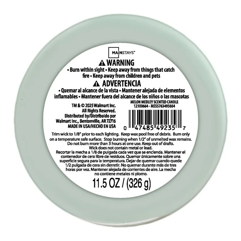 Mainstays Melon Medley Scented 3 Wick Candle, 11.5 oz. | Walmart (US)
