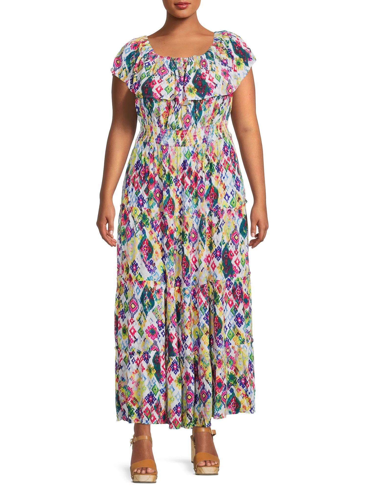 Terra & Sky Women's Plus Size Off-The-Shoulder Maxi Dress - Walmart.com | Walmart (US)