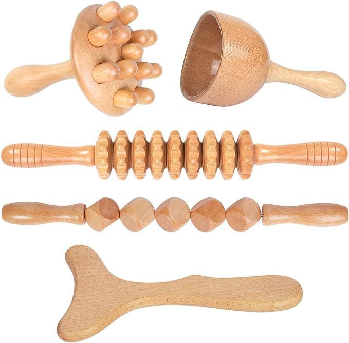 Wood Therapy Massage Tools 5-in-1 Lymphatic Drainage Massager Maderoterapia Kit Wooden Massager B... | Amazon (US)
