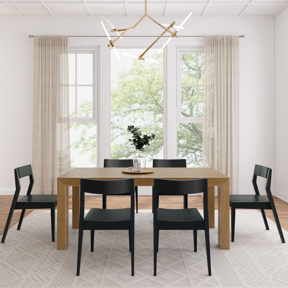 Modern Solid Wood Dining Set with 6 Black Chairs | Plank+Beam