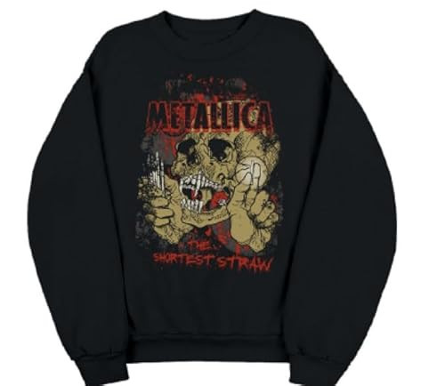 Merch Traffic Mens Metallica The Shortest Straw Red Outline Logo Unisex Crewneck Fleece Pullover Sweater, Black, XX-Large US | Amazon (US)