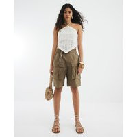 River Island Womens Khaki Cargo Bermuda Shorts | River Island UK & IE
