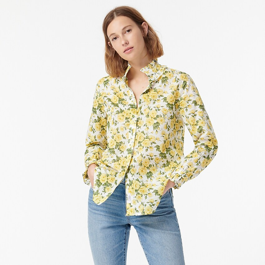 Classic-fit ruffleneck shirt in Liberty® Carline Rose | J. Crew US