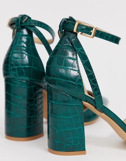 RAID Katy green croc effect heeled shoes | ASOS US