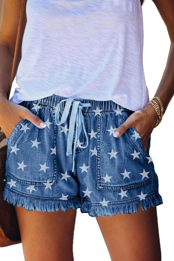 YOCUR Womens Lightweight Shorts Casual Baggy Trendy Hot Pants Elastic Waist Drawstring Comfy Shor... | Amazon (US)