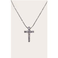 Silver Simple Dainty Diamante Cross Necklace | PrettyLittleThing US