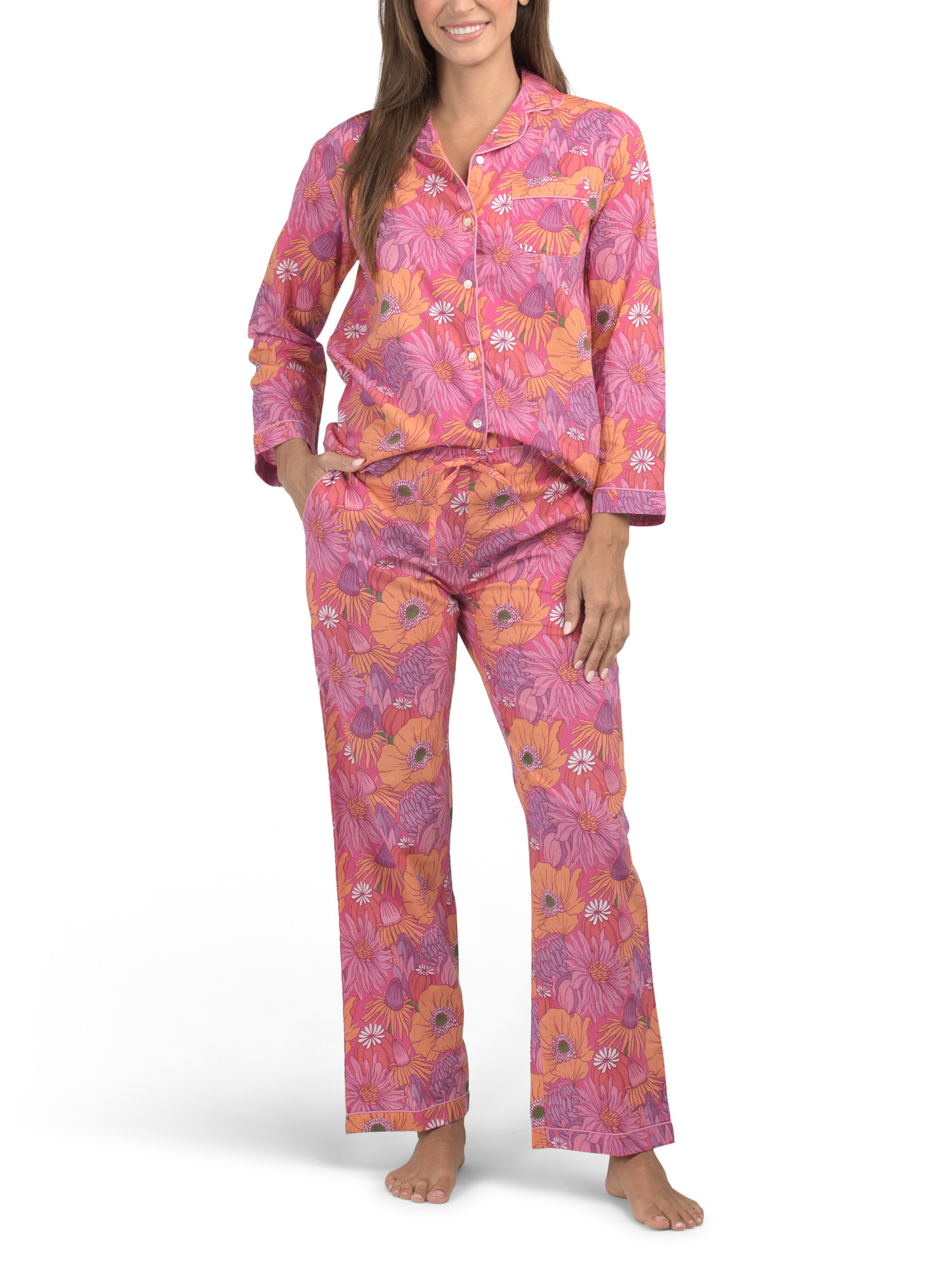 Cotton Tiana Floral Pajama Top And Pants Set | Clothing | Marshalls | Marshalls