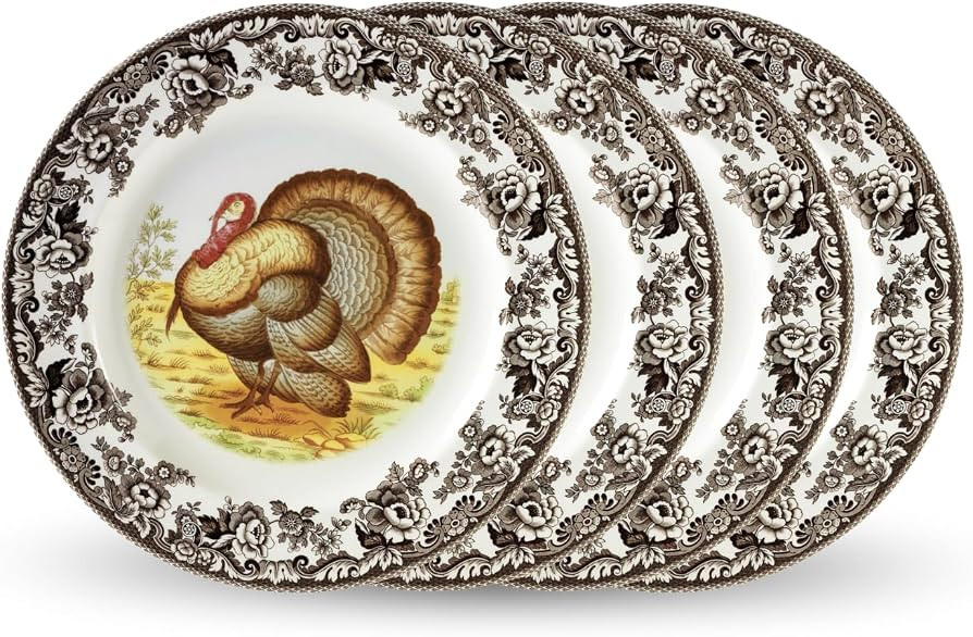 Spode Woodland Dinner Plates, Turkey, Set of 4, 10.5” | Perfect for Thanksgiving and Other Special Occasions | Made in England from Fine Earthenware | Microwave and Dishwasher Safe | Amazon (US)
