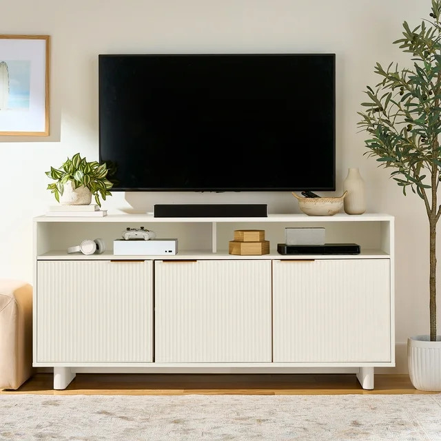 Better Homes & Gardens Lillian Fluted TV Stand for TVs up to 70",  White Finish | Walmart (US)