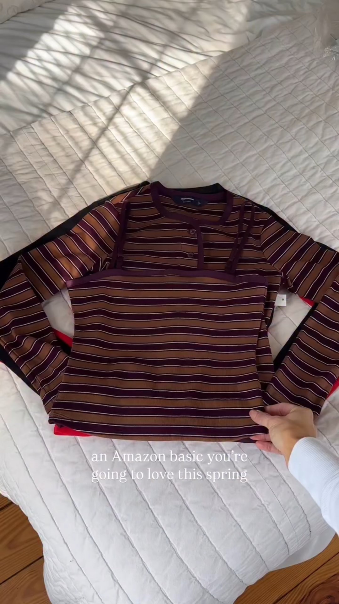 It comes in three colors. I love the burgundy stripe and tan option and I wore it to work yesterday! The tank has removable straps too and can be worn as a tube top too!

#amazonfashionfinds #amazonbasics #casualoutfitideas #outfitbasics #workoutfits