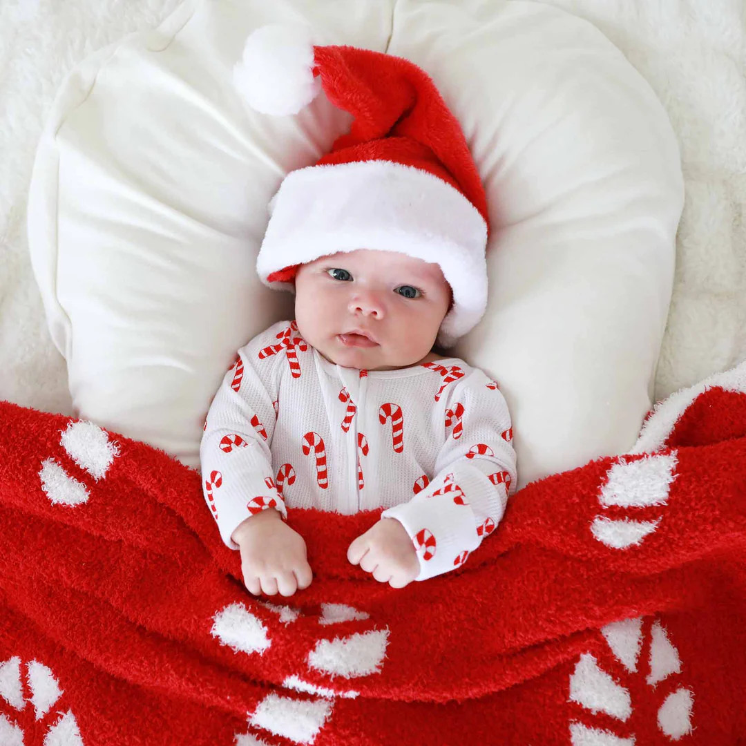 Candy Cane Lane Waffle Bamboo Zipper Footie | Caden Lane