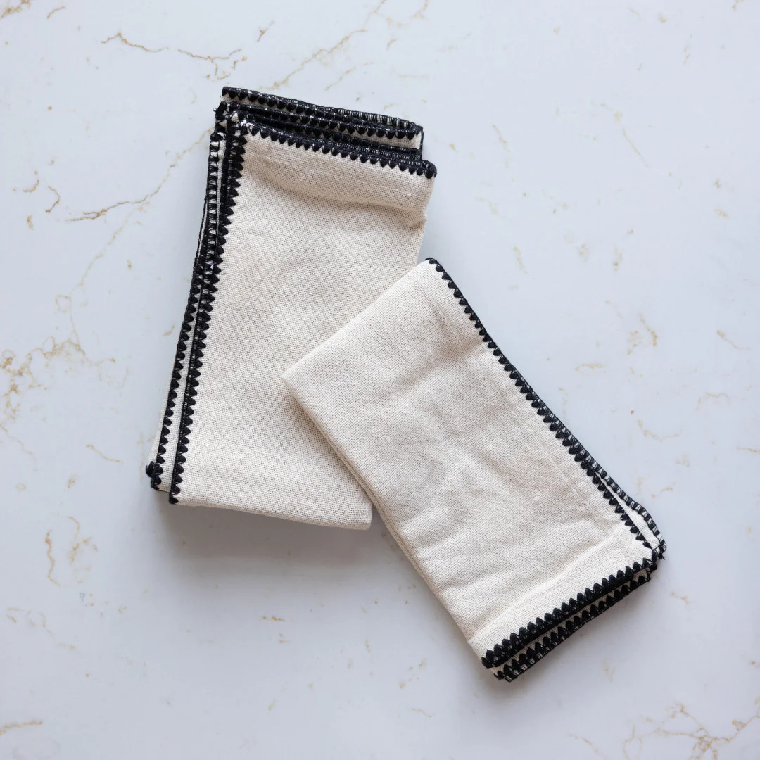 Square Cotton Napkins W/ Stitched Edge | By Luxe B Co. | luxe bCO