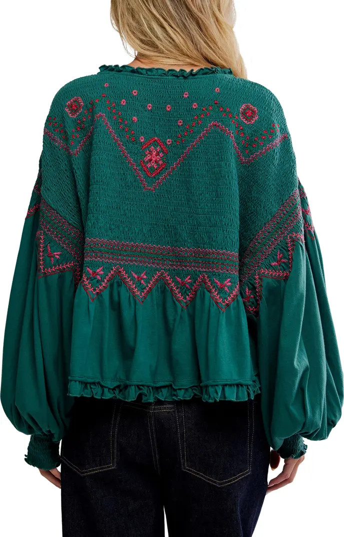 Holly Smocked Embroidered Top | Nordstrom