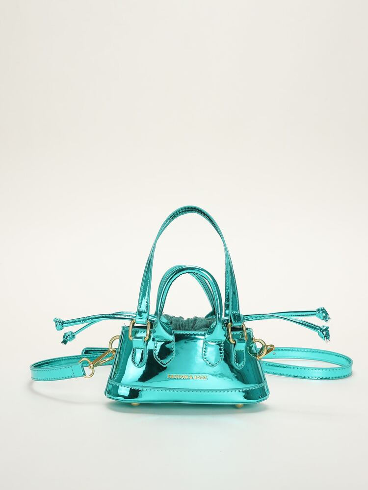 Mini Metallic Letter Embossed Bucket Bag | SHEIN