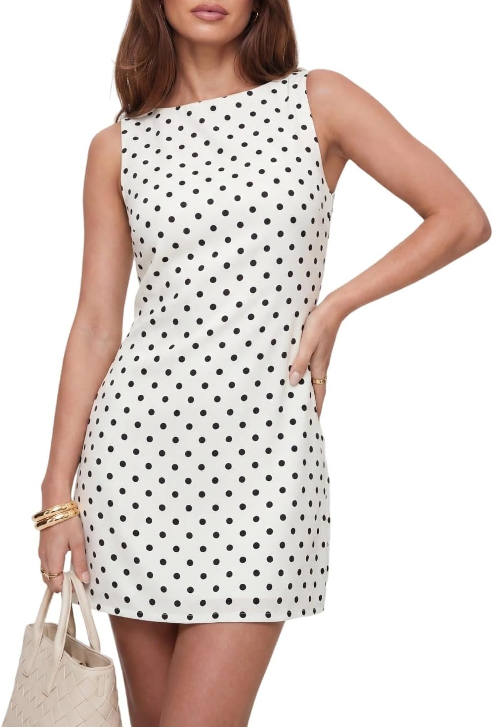 Women's Sleeveless Polka Dot Dress - Backless Design, Vintage Summer Casual and Party Mini Dresses | Amazon (US)