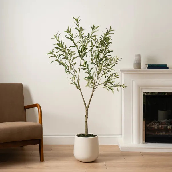 Artificial Olive Tree in Cream Double Walled Plant Pot | Dunelm